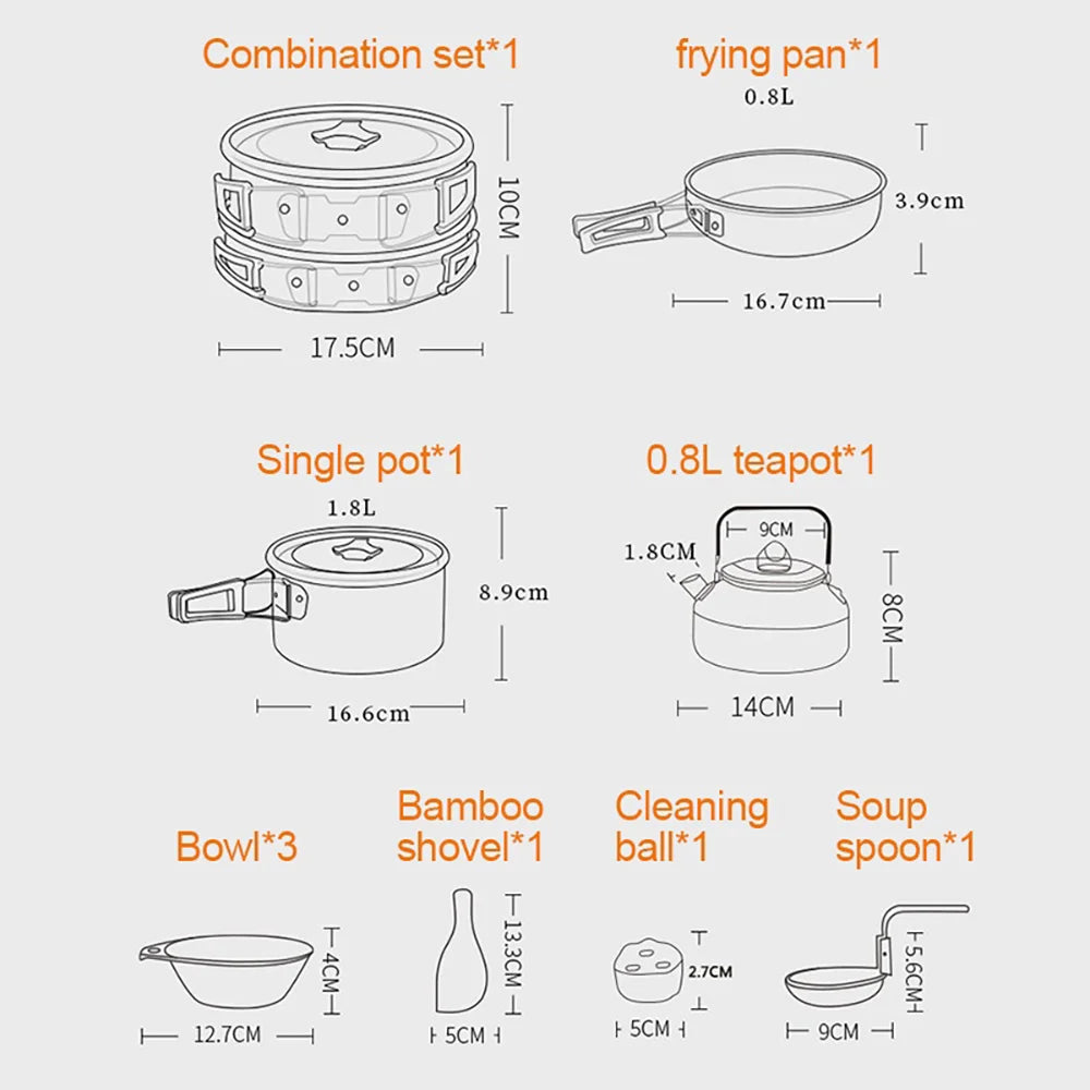 Camping Cooking set Camping Cookware Travel Tableware Outdoor